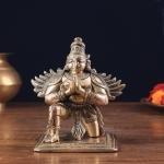 Brass Garuda Statue | 5" x 4.5" x 3.5" (12.7 x 11.4 x 8.9 cm) | 1.050 kg Divine Vehicle Art | Protection Sacred Murti | Premium Collection